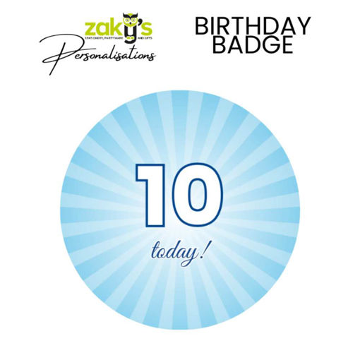 Picture of 10 TODAY BIRTHDAY BADGE BLUE STRIPE
